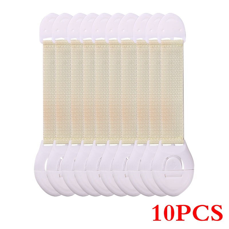 10pcs/Lot Drawer Door Cabinet Cupboard Toilet Safety Locks Baby Kids Safety Care Plastic Locks Straps Infant Baby Protection: Beige