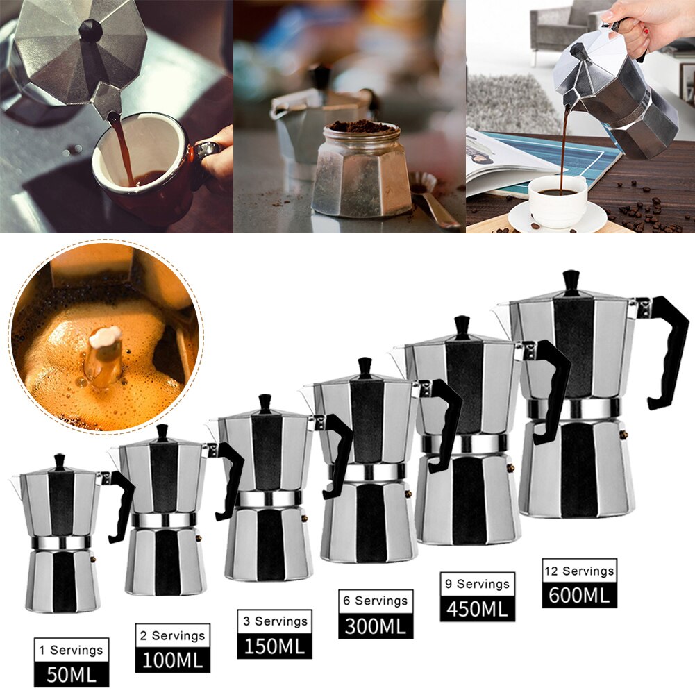 Koffiezetapparaat Pot Aluminium Mokka Espresso Percolator Pot Koffie Waterkoker Cafetera Thuis Outdoor Gasfornuis Cafe Gereedschap Sliver Rood Zwart