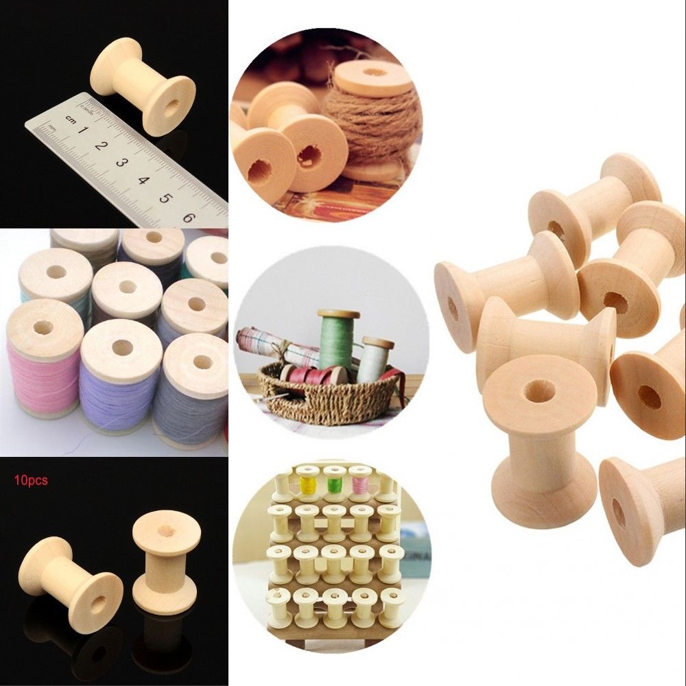 100Stck Holz Leere Gewinde Spulen DIY Spule Spule NäHenne Werkzeug Natürliche Farbe NäHenne Vorstellungen 13mm X15mm