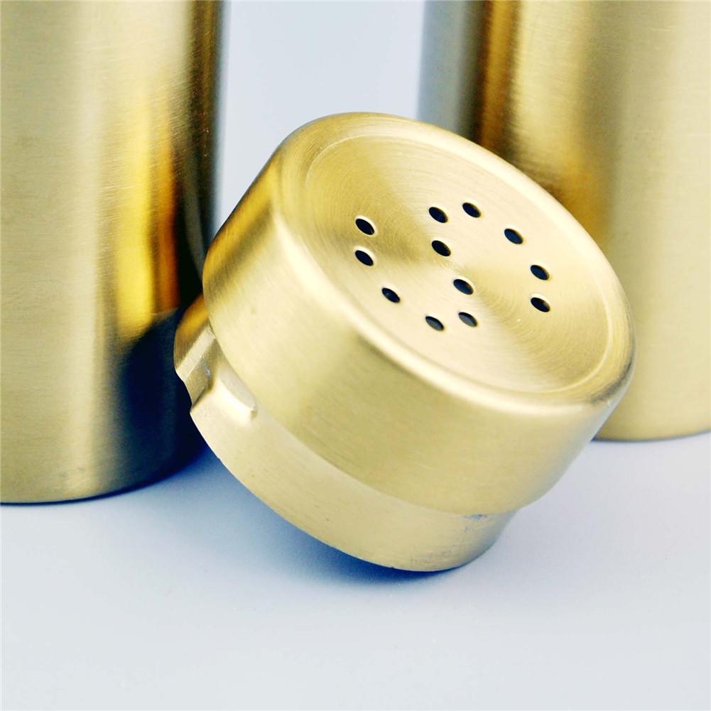 2 st / en setguld "sp" kryddkrukor i rostfritt stål kryddkruka set kryddflaskor salt peppar shakers krydda cruet set sås o