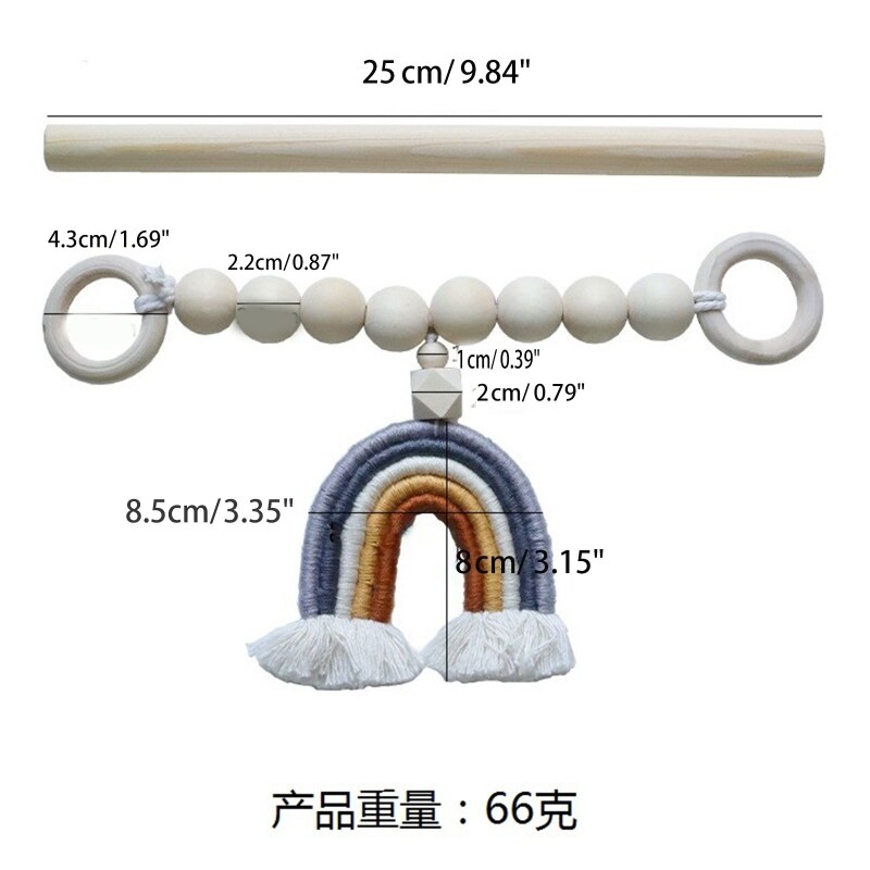 Rideau à perles en bois avec pompon arc-en-ciel 270F, fait à la main, bohème, corde, porte-rideau perlé, ferme, Boho