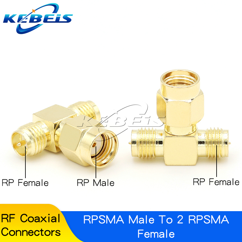 2pcs SMA Splitter Connector SMA/RP-SMA Male to 2 Dual SMA Female Triple Tee Adapter SMA Connector 3 Way T-Type Antenna Converter: Brown