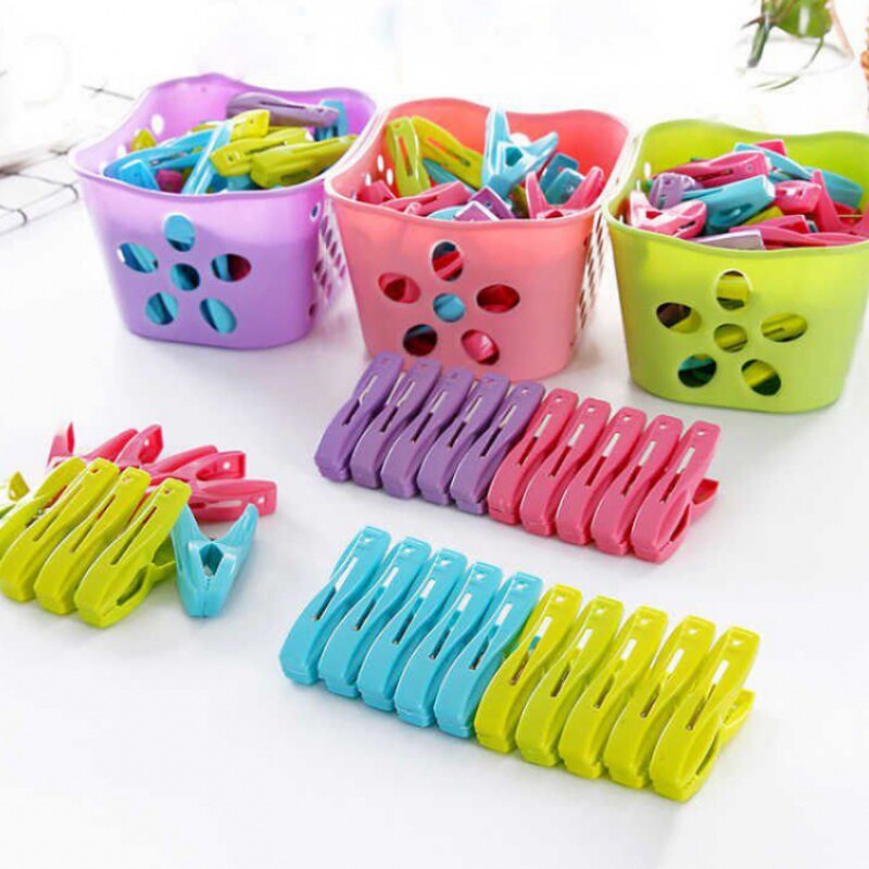 Clothespin Laundry Clothes Pin Large Spring With Basket Convenient Plastic 30pcs With Basket Travel Accessories