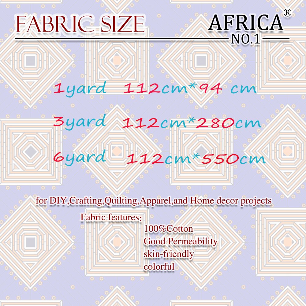 African Traditional Style Ankara Dashiki Rell Wax Fabric Print Cotton Fabric for Sewing and Diy AFRICA NO.1