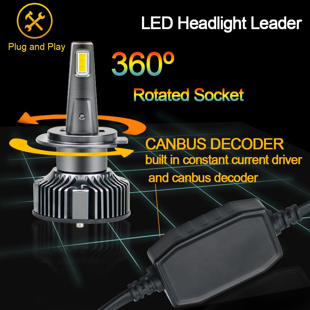 2 st canbus 6500k kallvit csp -3570 h1 h7 h8 h11 d1s-d5s bilstrålkastare glödlampa  hb3 hir 2 15000lm mini auto ljus led uppdateringssats