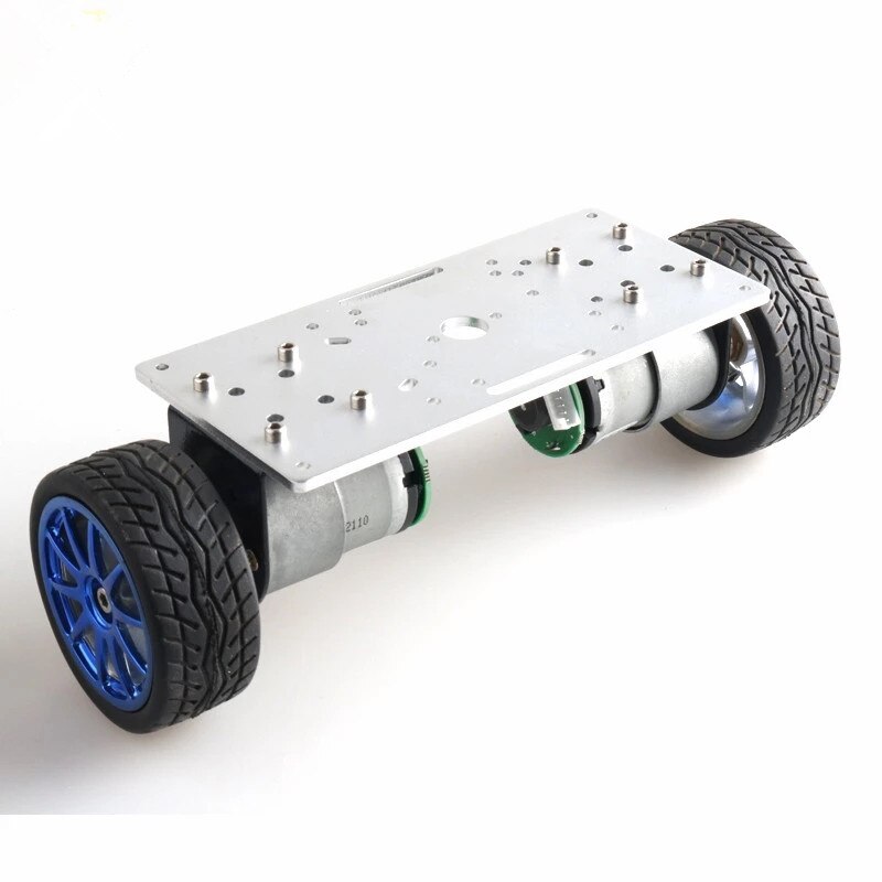 2WD DIY Self-balancing Robot Kit with 2pcs Enocder Motor Metal Plate Car Chassis Frame Mini Two-drive 2 Wheels Technology Toys: Silver