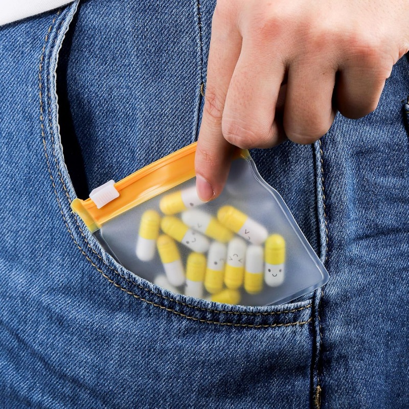 Mini bolsas dispensadoras de pastillas, bolsa de joyería de viaje portátil con cremallera deslizante, organización de almacenamiento impermeable autosellante, 7/48 Uds.