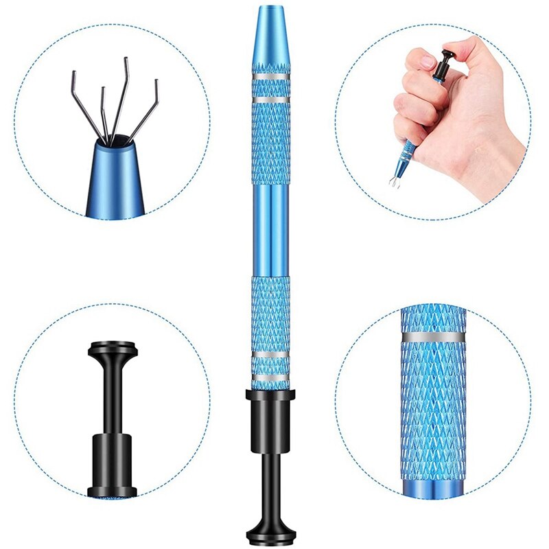 4 Prong Standaard Pick-Up Tool,4 Klauwen Pickup Tool Metal Grabber En 8 Pincet Set Voor Craft, Elektronica, Laboratorium Werk