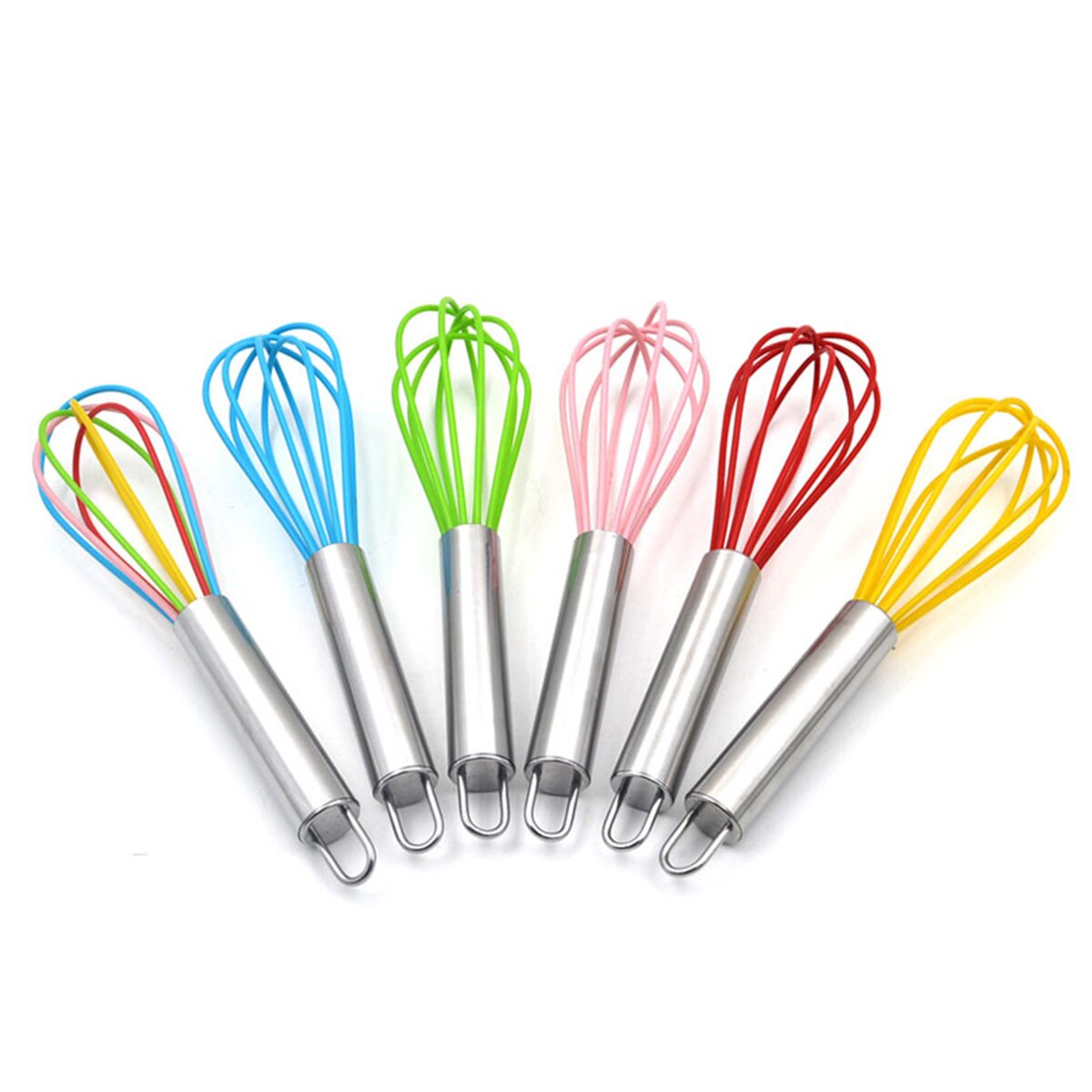 Mini batidor de silicona multifuncional rotatorio batidor Manual para huevos, herramienta para hornear de acero inoxidable, agitador de huevos, utensilios de cocina