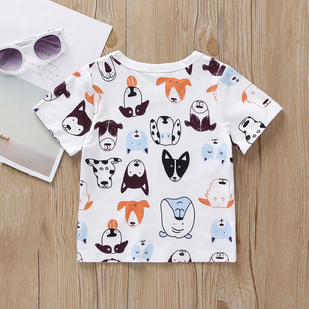 Kids Baby Top Peuter Kids Baby Jongens Meisjes Korte Mouw Animal Cartoon Print Tops Voor Meisje En Jongen Print Zomer casual T-shirt