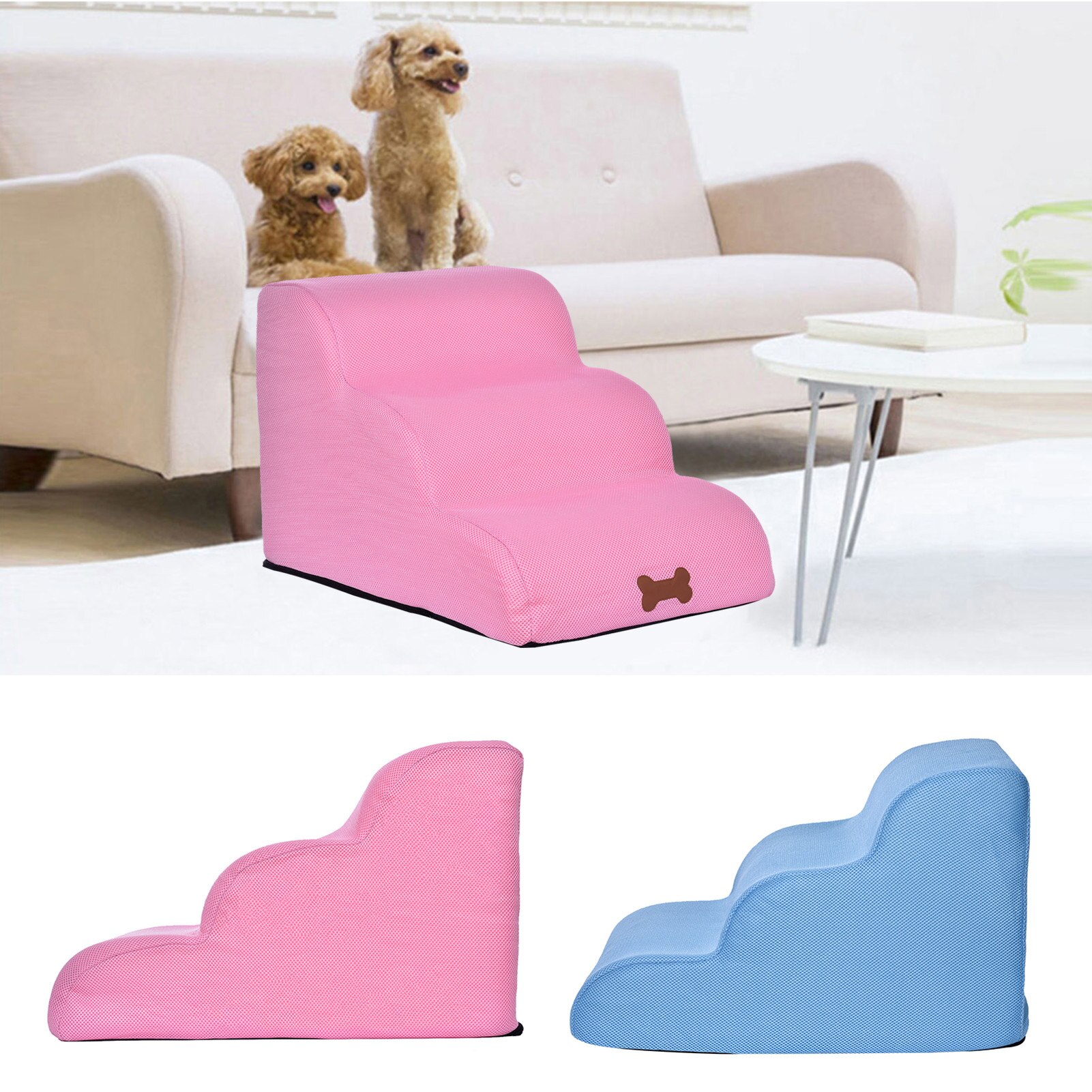 Pet Stairs 3 Layers Dog House Pet Sofa Bed Stairs Puppy Cat Bed Steps Mesh Foldable Detachable Pet Bed Pet Climbing Ladder Bed