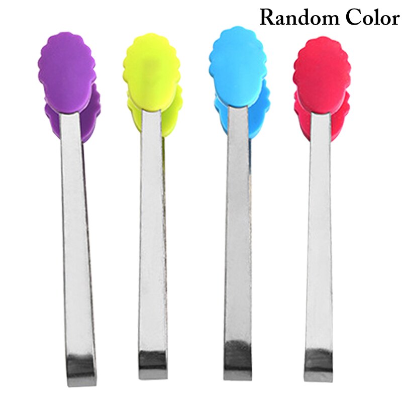 Mini pinzas de silicona con forma de flor para alimentos, accesorio antideslizante de acero inoxidable para cocina, con forma de flor, para servir comida: Default Title