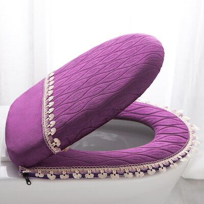 Siège de toilette en tissu doux, chauffant, pour salle de bain, couvercle lavable, coussin de couverture supérieur, fournitures de siège de toilette épaissi: A10