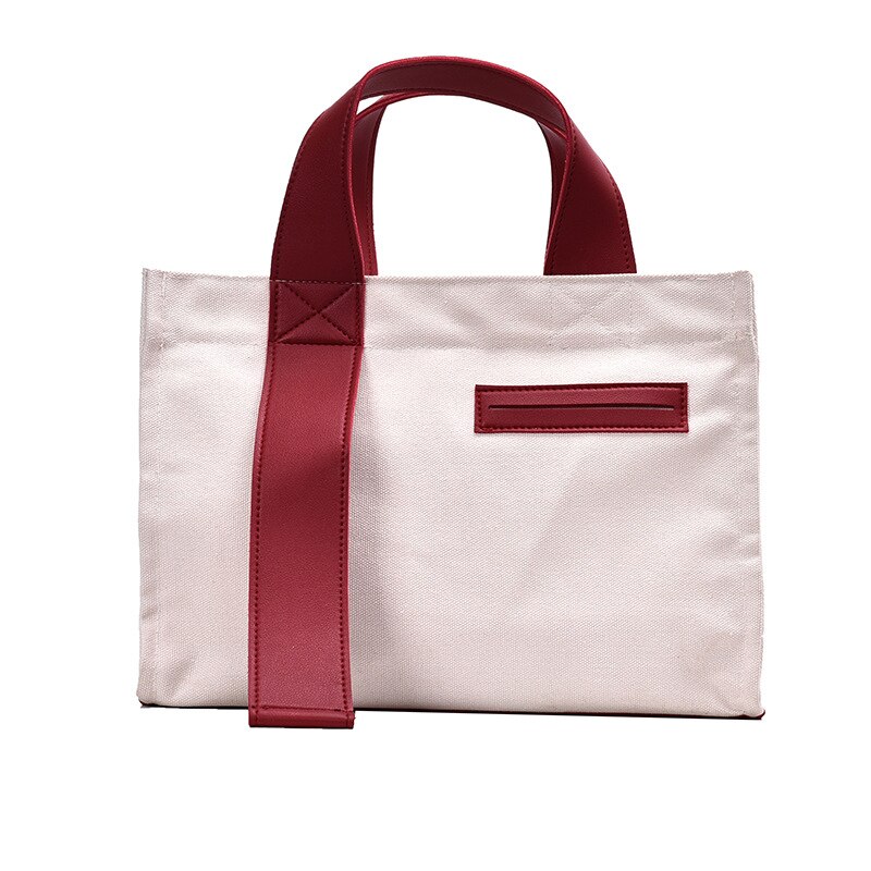 Novo inverno faculdade vento lona bolsa de ombro grande saco mão simples fresco feminino estudante saco: Vermelho