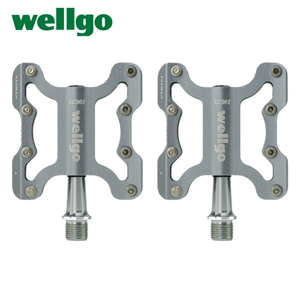 Wellgo KC001 Aluminum Alloy Ultralight MTB BMX Road Bike Pedal Cycling Cr-Mo Spindle Sealed Bearings Bicycle Parts: KC001Grey