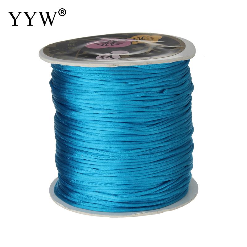 70 m/PC 1mm bobine de Nylon mélange couleur noir chinois Satin soie noeud macramé cordon perles européen tressé fil: blue