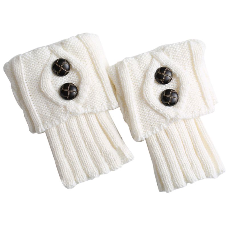 Knitted Leg Warmers Ladies Simple Winter Leg Warmers Short Section Knitted Crochet Button Long Socks Boots Cuffs Socks: W