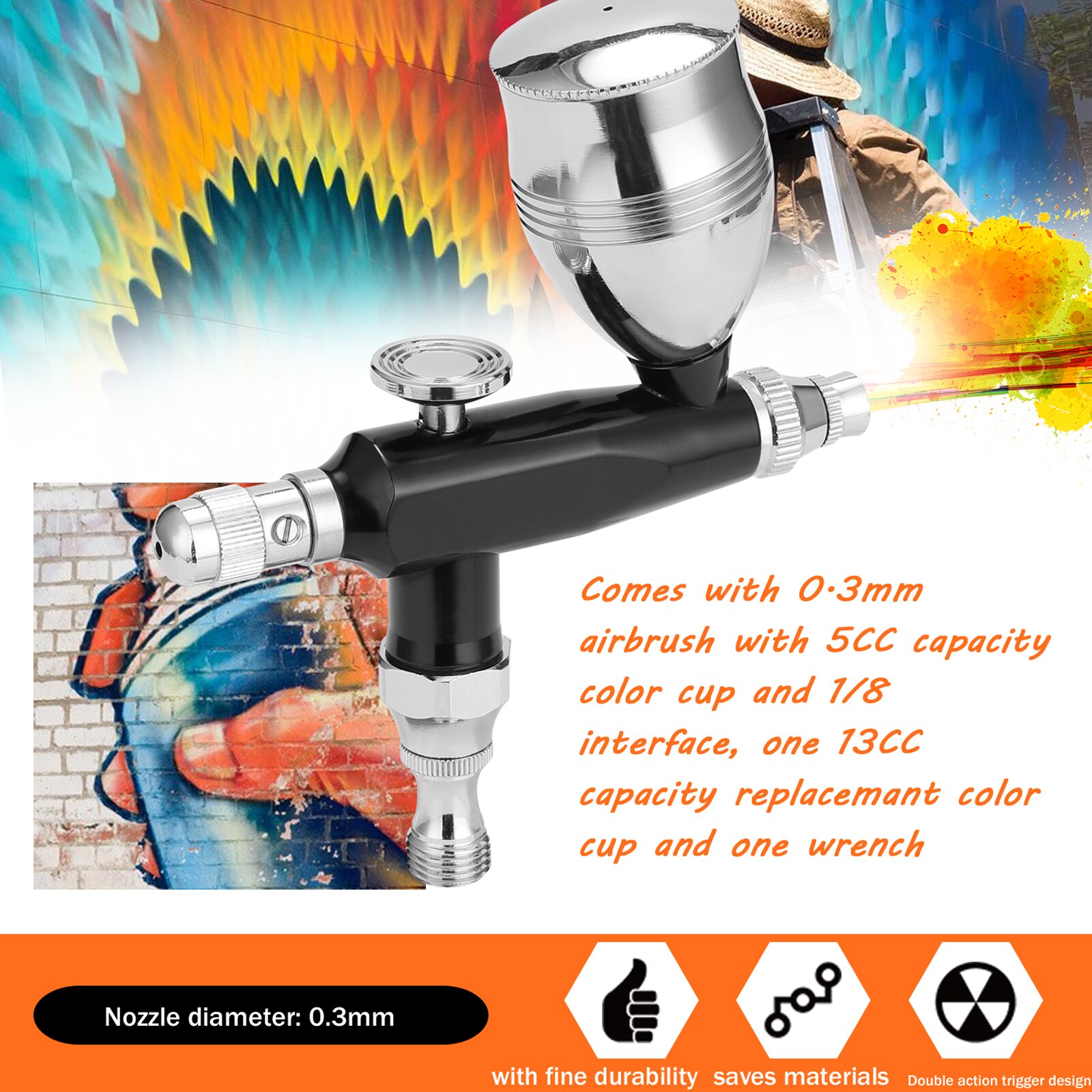 0.3mm Airbrush Spray Gun Compressor with Inlet Con... Grandado