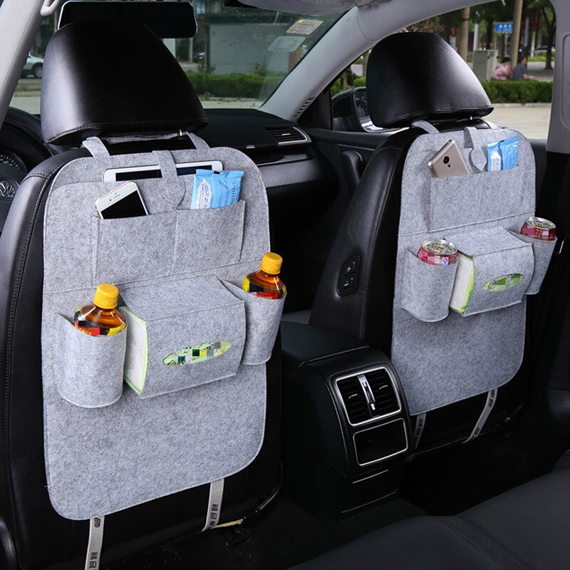 Auto Car Seat Back Multi-Pocket Felt Storage Bag Organizer Holder Accessory storage water bottle, magazine, cup, food, etc.