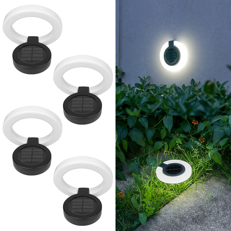 4 stk. solcellelamper utendørs, vanntett atmosfærelys, utendørs nedgravde lamper, veggbelysning, plenlampe, til hagecampingdekor: Kald hvit