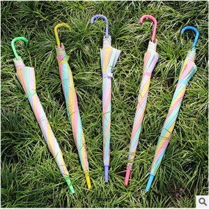 Vrouwen Kleurrijke Regenboog Paraplu + Transparant Clear Rain Parasol Wedding Party: Blauw