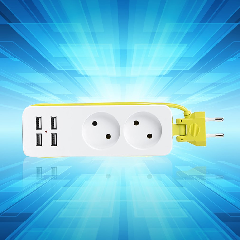 Regleta de viaje de tamaño compacto enchufe de extensión portátil con 4 USB cargador de pared enchufe de escritorio inteligente