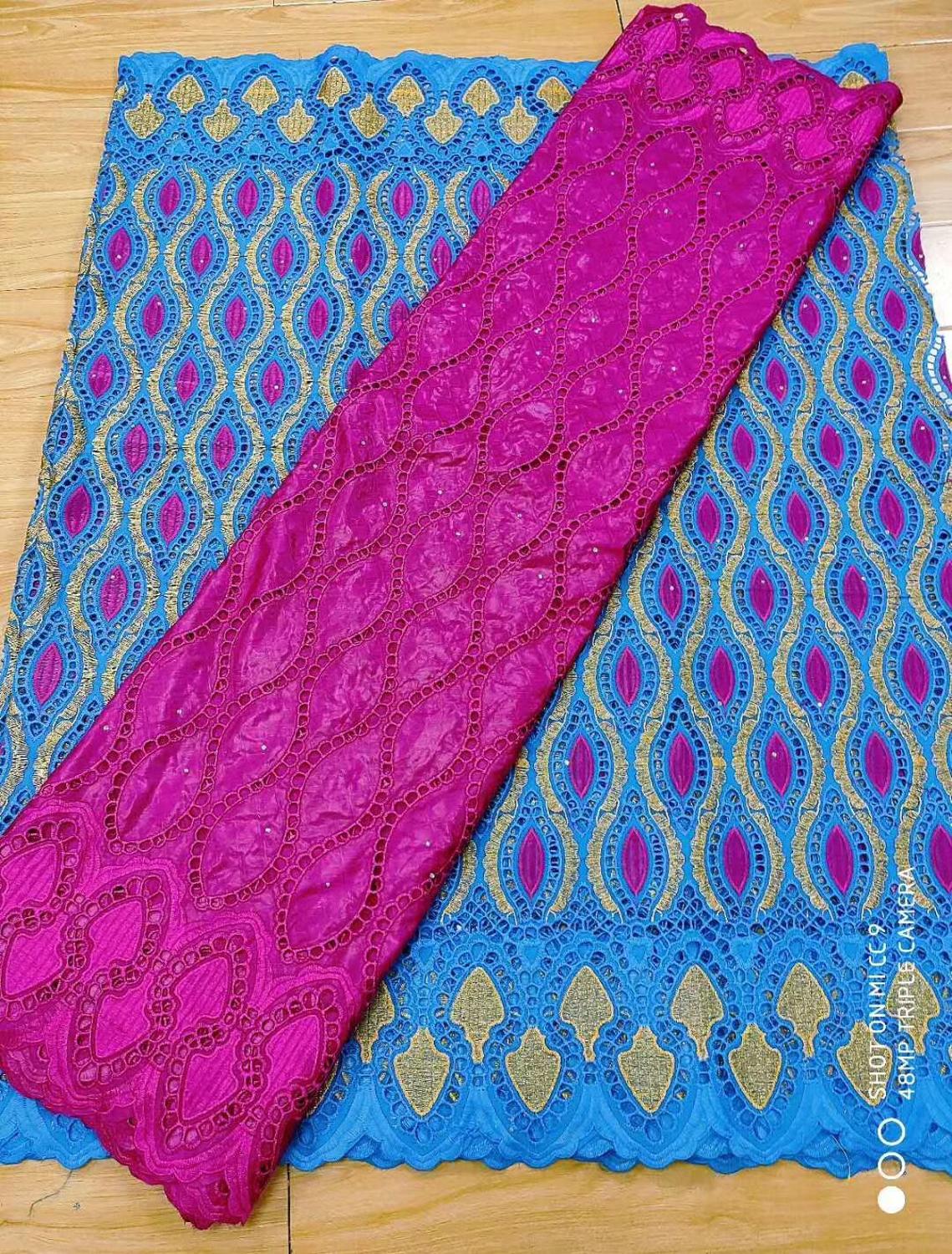2.5 y tissus en dentelle suisse,  +2.5 y bazin brode riche broderie africaine, 100%  tissus en coton, voile suisse en dentelle populaire de style dubaï