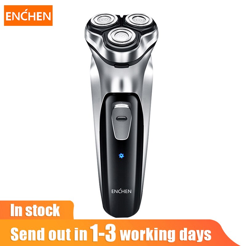Enchen men barbeador elétrico tipo-c usb recarregável navalha 3 lâminas portátil aparador de barba máquina de corte para costeletas