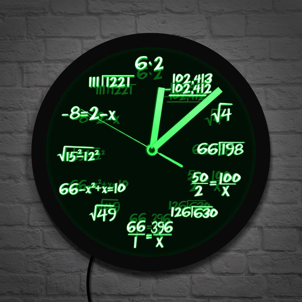 Math Wandklok Met Led Verlichting Math Formule Pop Vergelijking Lichtgevende Wandklok Horloge Scicence Educatieve Cadeaus Voor Kinderen