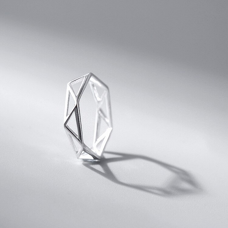 Übertrieben Persönlichkeit Silber Farbe Geometrische Ringe für Frauen Einstellbare Größe Hexagon Ringe Hochzeit Schmuck