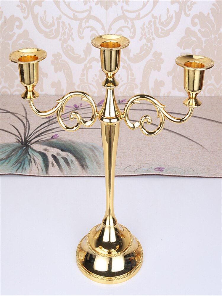 Metal Silver/Gold Plated Candle Holders 7-Arms Stand Zinc Alloy Pillar For Wedding Portavelas Candelabra: Red