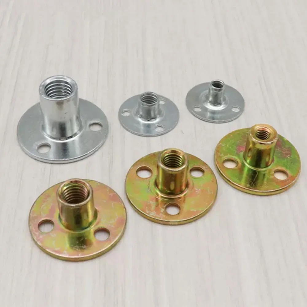 5 teile/satz nützliche Metall Drei-See-Verriegelung flansch murmeln rund flach m6 m8 m10 Konter muttern murmeln Befestigungs Element T-Stück Möbel muttern Schraube