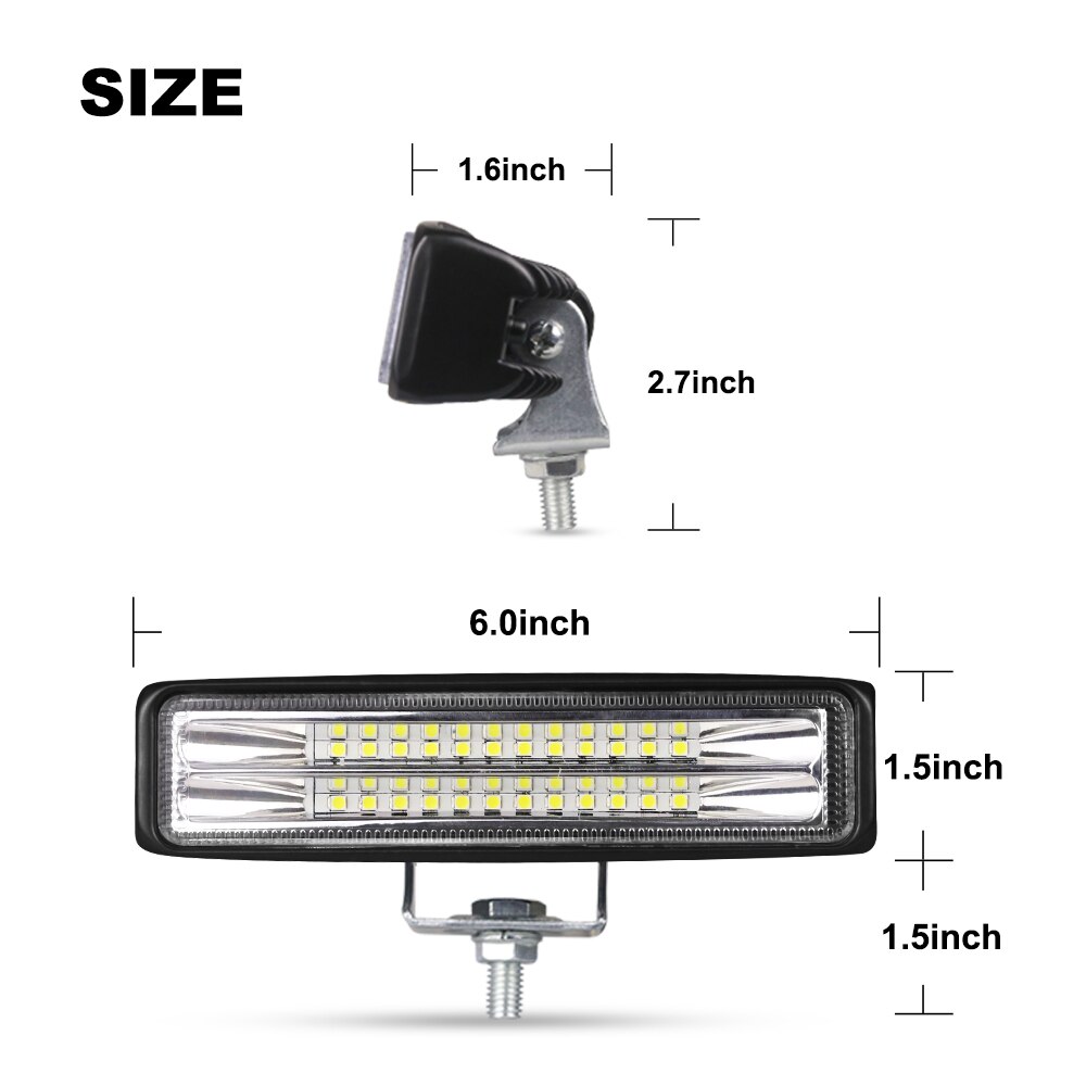 72W Auto Led Verlichting Bar Wit Licht Spotlight Led Mistlichten Voor Moto Offroad Atv 4X4 tractor Truck Auto Barra Led Koplamp
