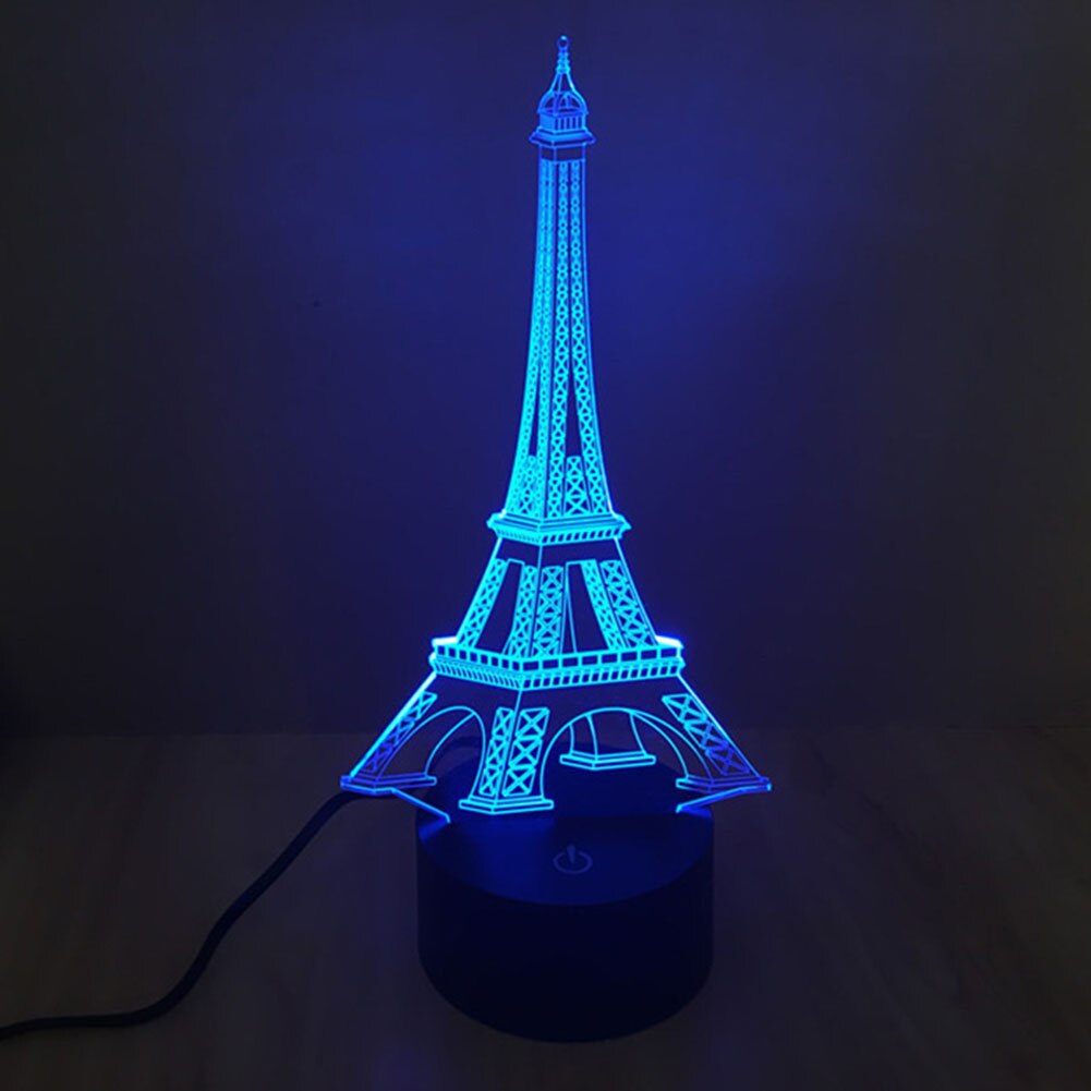 TAMPROAD Creatieve 3D Illusion Lamp LED Nachtlampje 3D Eiffeltoren Acryl Verkleuring Sfeer Tafellamp Verlichting