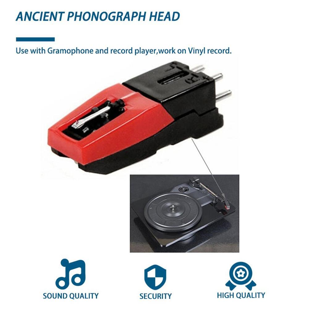 Giradischi Phono Cartuccia con Stylus di Ricambio Nero e rosso per Giradischi In Vinile Economico Durevole Dispositivo