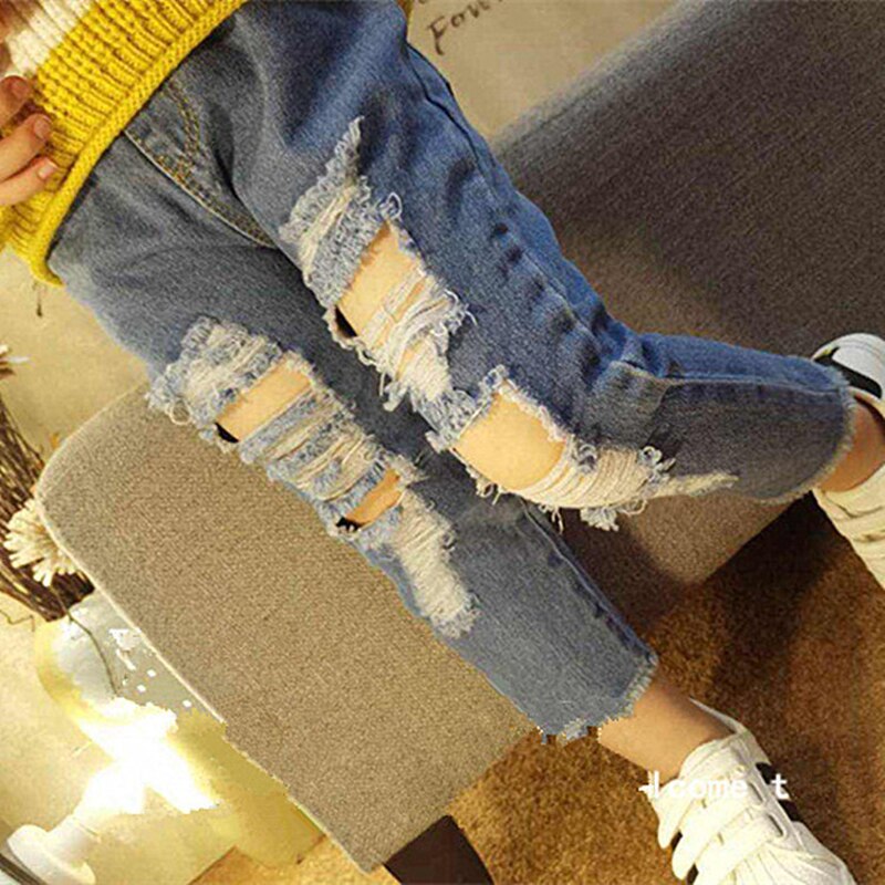 Kids Broek Baby Jongens Meisjes Gebroken Gat Broek broek Jeans Jongen Meisje Denim Broek Casual Gescheurde Jeans Kinderen kleding
