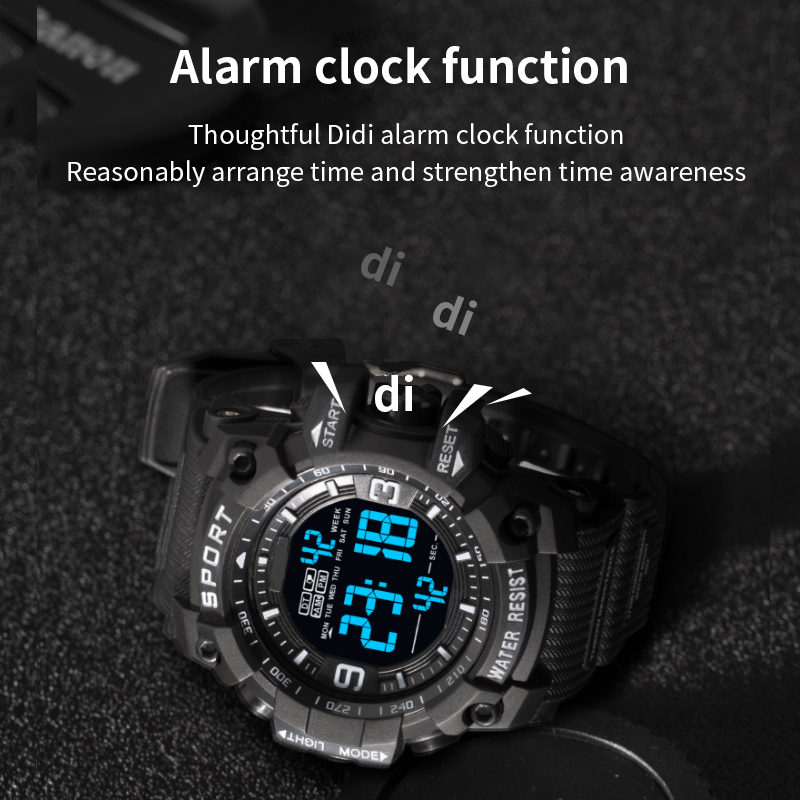 AANKOMST SPORTHORLOGES VOOR HEREN Buitensporten Waterdicht LED Elektronisch Horloge Rubber Student Digitale Multifunctionele