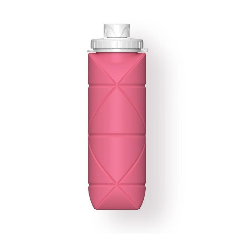 Mini Falten Silikon Tasse draussen Sport Wasser 600ml Versenkbare Bequem mit Seil Hydroflask Überleben Faltbare Lebensmittel: Rose rot