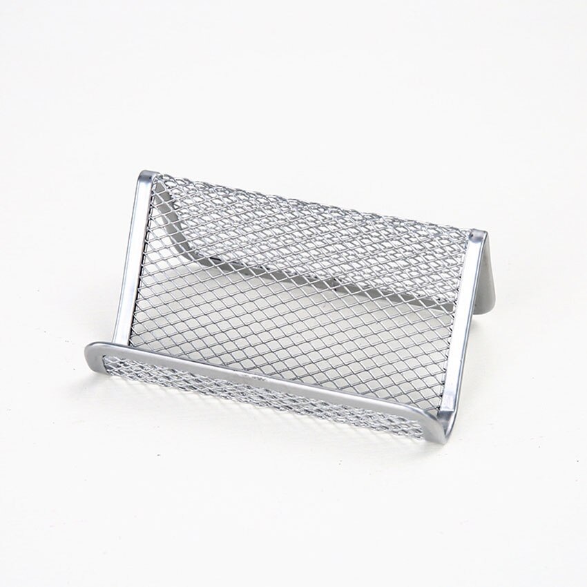 Business Cards Holder Desktop Iron Mesh Rack Rust-proof Name Card Collection Case Company Department Office Suppliy
