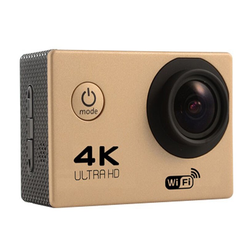 Wireless Wifi Camera HD 4K Waterproof Wide Angle 2.0 Inch Screen for Outdoor Sports: Gold