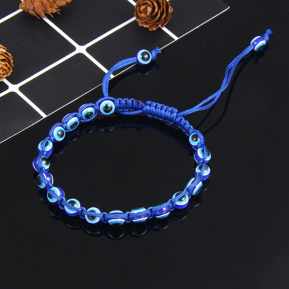 Boho Evil Eye Kralen Charm Armbanden Voor Vrouwen Mannen Elastische Wax Touw Zomer Barefoot Enkelbanden Sieraden