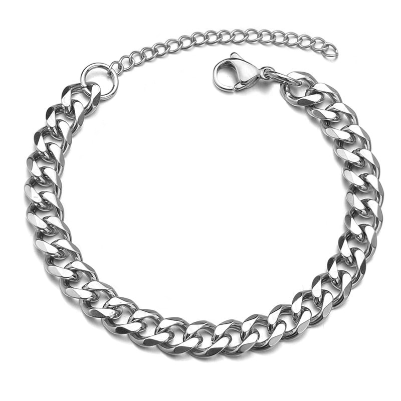 3/5/7/9mm Polished Stainless Steel Bracelet for Men Women Gold Black Color Punk Casual Curb Cuban Link Chain Bracelet