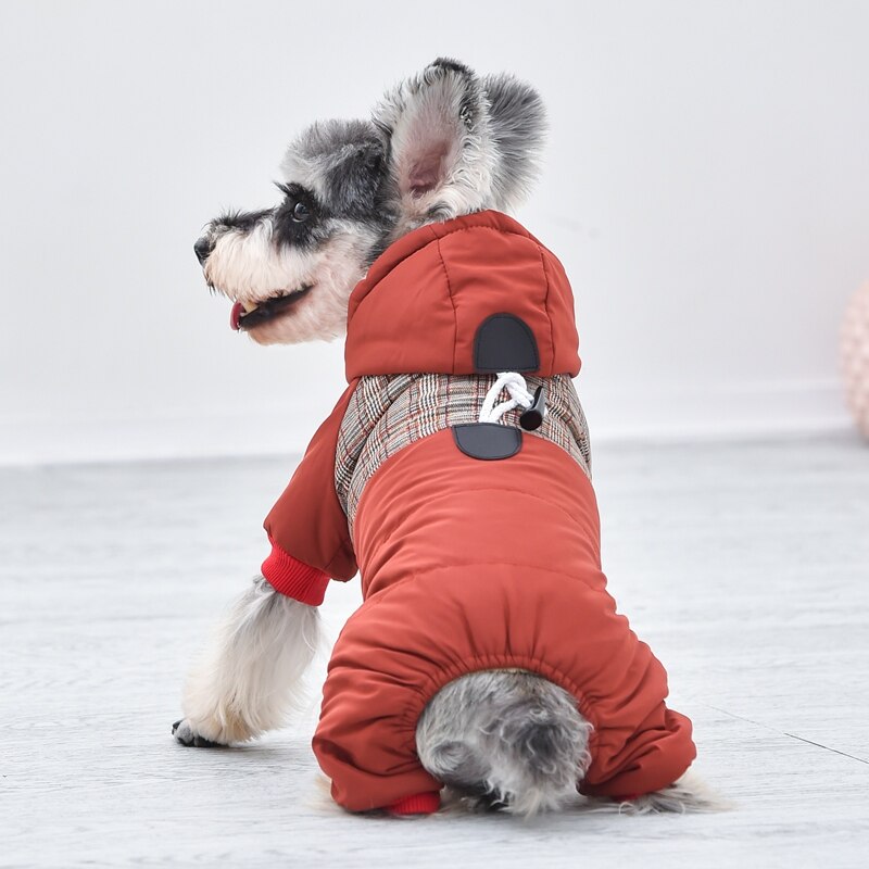 Sød knap hundetøj rød blå vinter tyk kæledyrsjakke til hvalp lille medium dyr fire ben overall chihuahua mops
