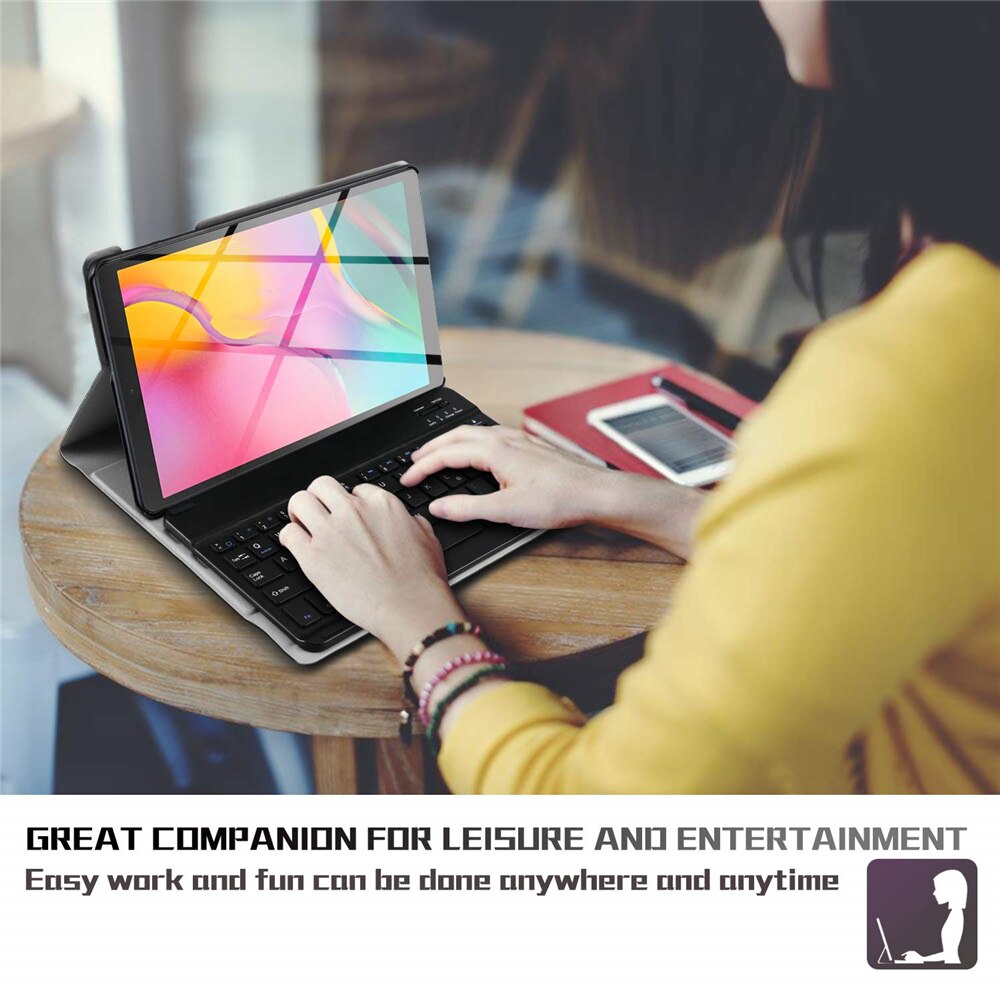 Dla Galaxy Tab A 10.1 2019 pokrywa klawiatury T510 T515 T517 Slim lekka obudowa z odłączaną magnetyczną klawiaturą bezprzewodową
