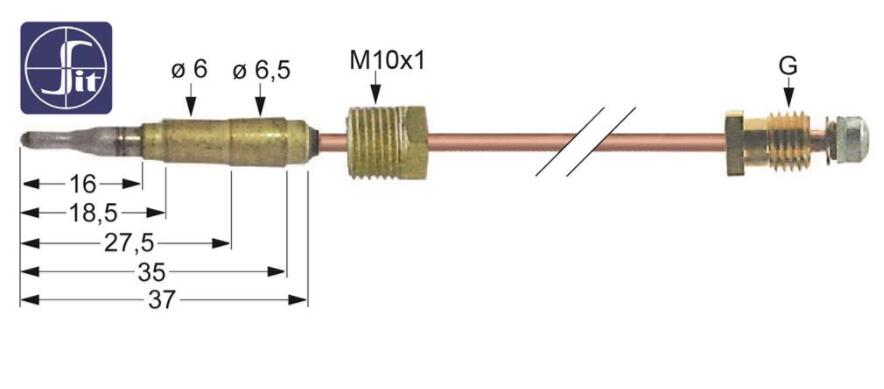 SIT Thermoelement Lange 750mm Steckhulse 6,0(6,5)mm