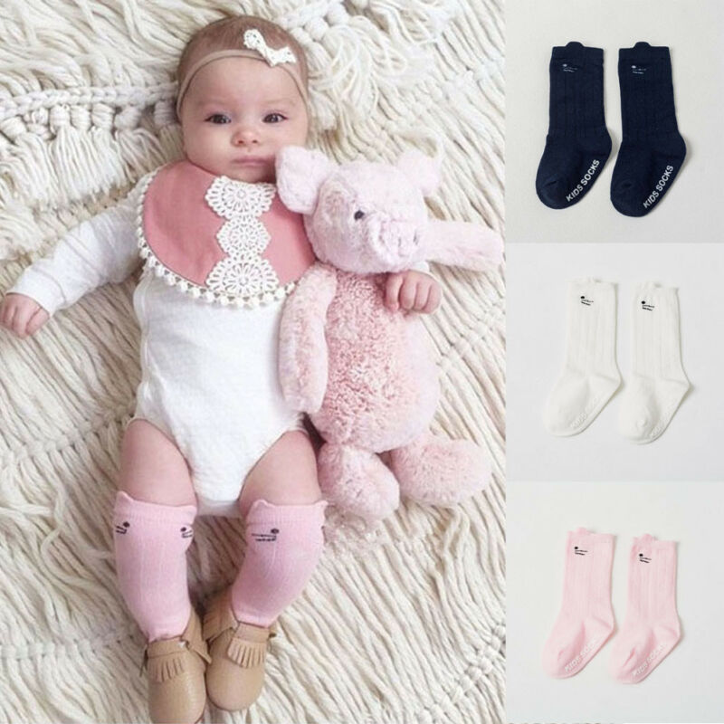 Newborn Toddler Knee High Sock Baby Boy Girl Socks Anti Slip Cute Cat Cotton Warm Soft Socks 0-4yers