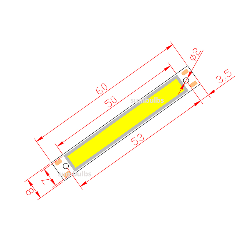DC 3.7V LED COB Strip 3W Warm White/Cold White COB LED Light Source High Brightness LED Light For DIY Bicycle Work Lamp 60 x 8mm