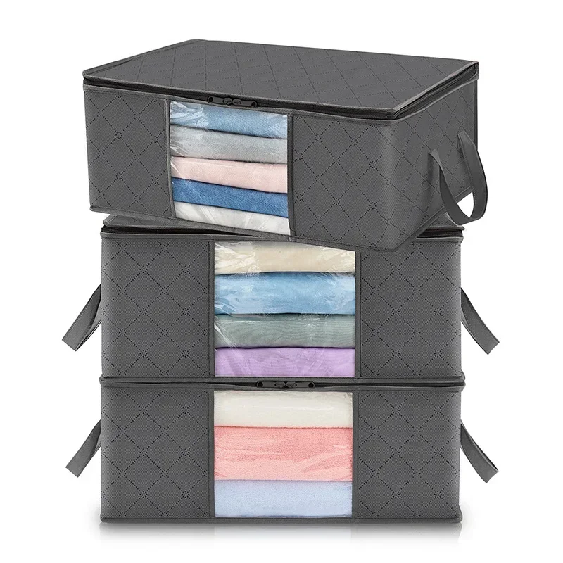 Sac de rangement pour vêtements de grande capacité, 3/1 pièces, sacs de rangement pliables pour couvertures, conteneurs de rangement pour organiser les vêtements de placard de chambre à coucher