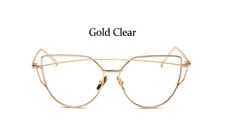 Computer Transparent Eyewear Frames Classic Brand Cat Eye Glasses For Women Oversized Spectacle Eyeglasses: Gold Clear