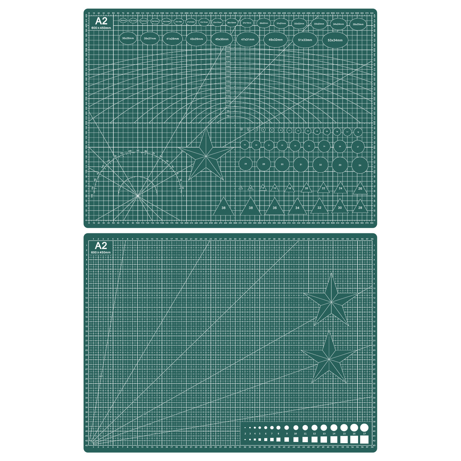 Tapete de corte de PVC A2, almohadilla de corte de retales de un solo lado para banco de trabajo, costura de retazos, cuchillo Manual DIY, tabla de cortar de cuero para grabado: Verde